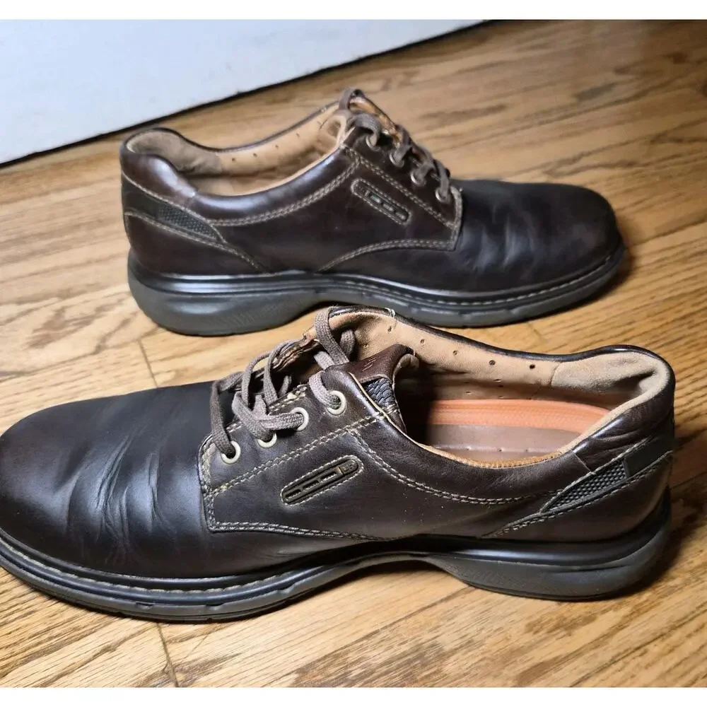 Clarks Unstructured Brown Leather Casual Shoes‎ Comfort Mens 9.5M